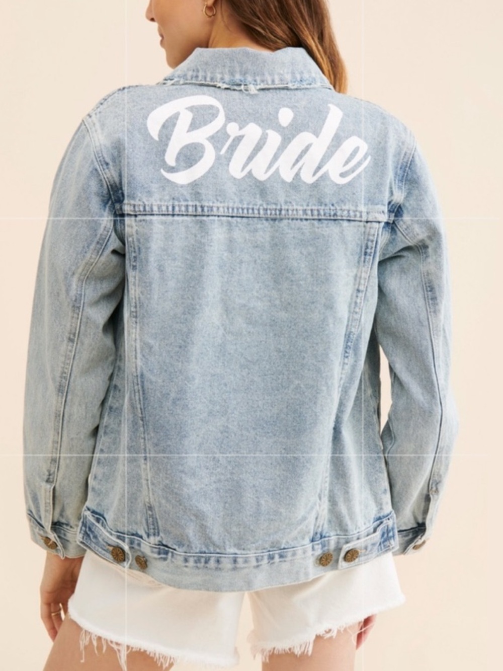 Show Me Your MuMu Light Wash Denim 'Bride' Jacket in White Script